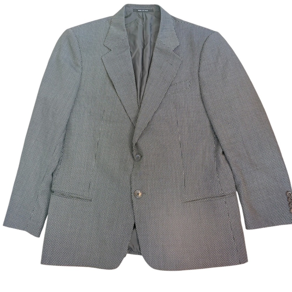 Armani‎ Collezioni Mens Black Wool Micro Pattern Blazer Sport Coat 42R Italy